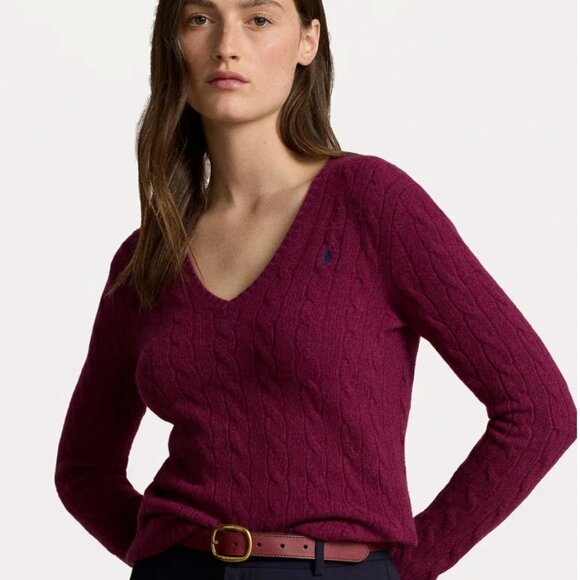 Polo Ralph Lauren Sweaters - Polo Ralph Lauren Wool Cashmere Cable Knit V-Neck Sweater